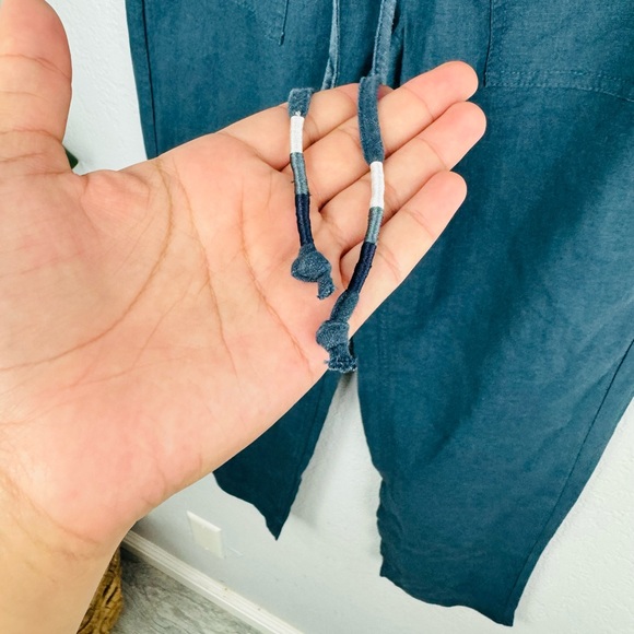 New J. Crew Blue Tie- Waist Tall New Seaside Pant in Linen Blend - Picture 3 of 8